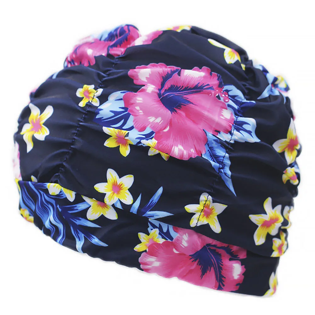 New Womens Stretch Seaside Fold Swim Cap hat Sexy Lady Girls Long Hair Hat Drape Bathing Swimming | Спорт и развлечения