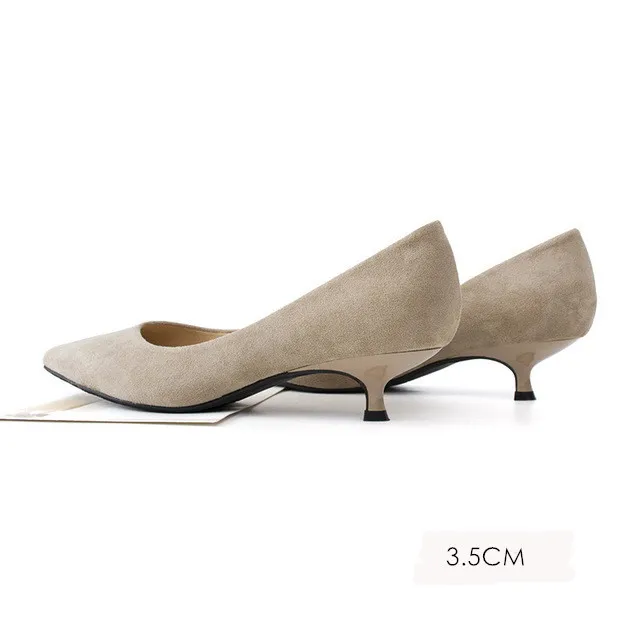 beige2 Женские туфли на тонком высоком каблуке 5 см; коллекция года; женские туфли из флока с острым носком на каблуке; женские офисные элегантные босоножки; свадебные туфли-лодочки; большой размер 40 - Цвет: beige2