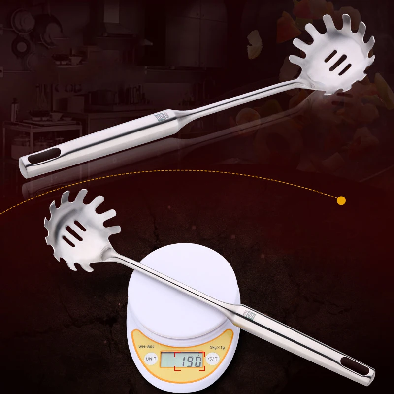 Плотная кухонная ложка из нержавеющей стали 304 для лапши спагетти лица с длинной