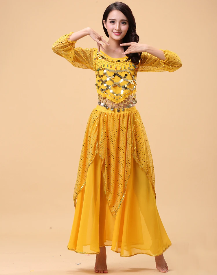 Модный женский костюм для танца живота комплект из 2 предметов (футболка + юбка)