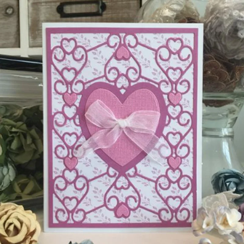 Новинка 2020 металлические Вырубные штампы приглашение сердце фон вырезанная