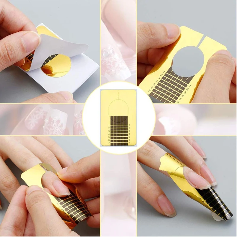

Nail Forms, 200PCS Acrylic Nail Forms, Gold Horseshoe Nail Extension Tips, Nail Forms for Acrylic Nails