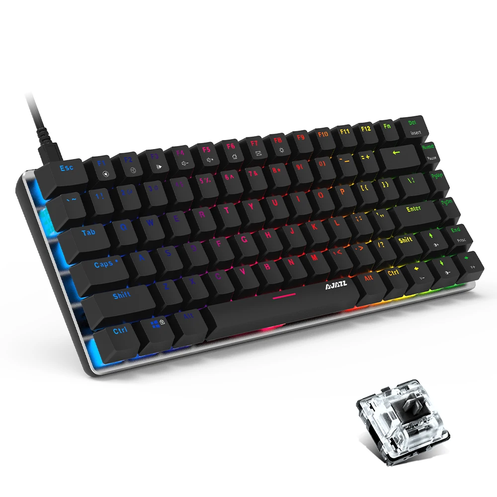 

Colorful Backlight Mechanical Gaming Keyboard with 82 Key Layout Wired Black Switch Gaming Keyboard Russian Layout PC Keyboard