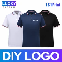 mens short sleeved polo custom printed embroidered logo business casual solid color lapel top 4xl