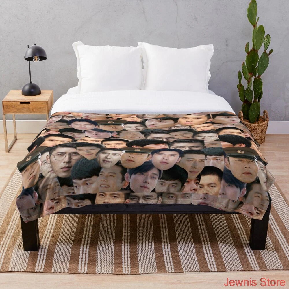 

Hyun Bin Throw Blanket Sherpa Blanket Warm Super Soft Flannel Office Nap Bedspread Sofa Bedding Plush Quilt Plaids