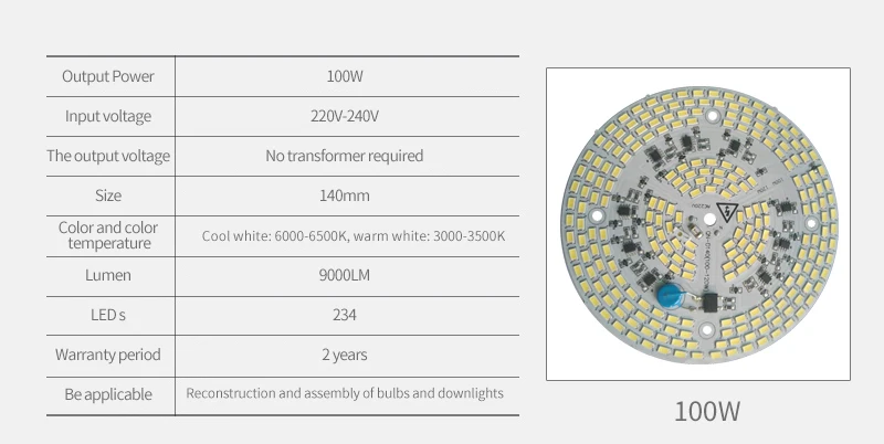 2 шт затемняемый SMD 5730 интегрированная IC PCB лампочка панель 25 Вт 30 Вт 40 Вт 50 Вт 60 Вт 70 Вт 100 Вт Светодиодная печатная плата без драйверов светильник