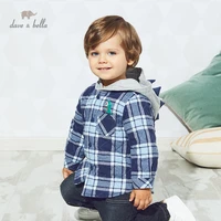 dbw15110 dave bella winter baby boys fashion cartoon plaid hooded coat children tops infant toddler outerwear