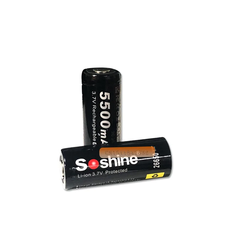 4 шт./лот Soshine 26650 3 7 В 5500 мАч Защищенный Литий ионный аккумулятор|soshine 26650|lithium
