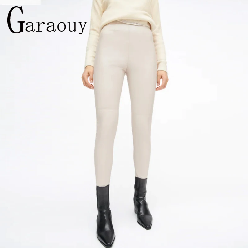 

Garaouy Women Tight Trouser Autumn Winter 3Color PU Leather Pants Female Sexy Elastic Stretch Faux Leather Skinny Pencil Pant ZA