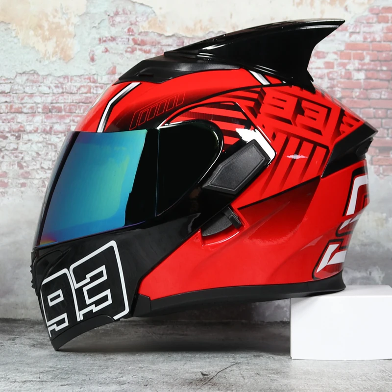 Модульный мото rcycle шлем флип анфас гоночный шлем cascos para мото двойной объектив может быть оснащен Bluetooth capacete DOT - Цвет: 9