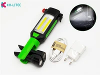 magnetic car repairing working light cob led flashlight usb charging portable lamp for camping climbing hunting