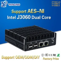 yanling latest intel j3060 fanless mini pc dual gigabit lan nuc case barebones computer linux support 2 hd aes ni pfsense vpn