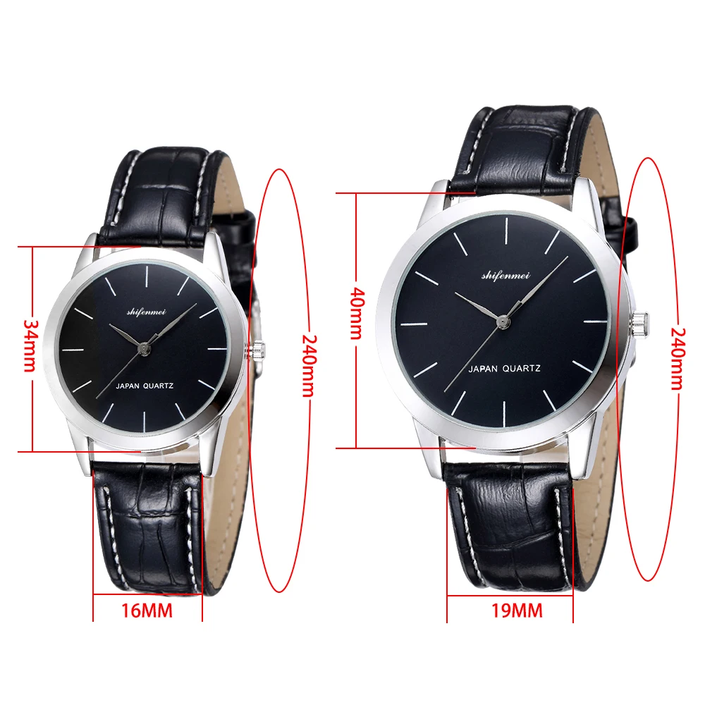 

Shifenmei Fashion Couple Quartz Watch Leather Waterproof Business Casual lovers Men Women Wristwatch Pair Watches for Couples