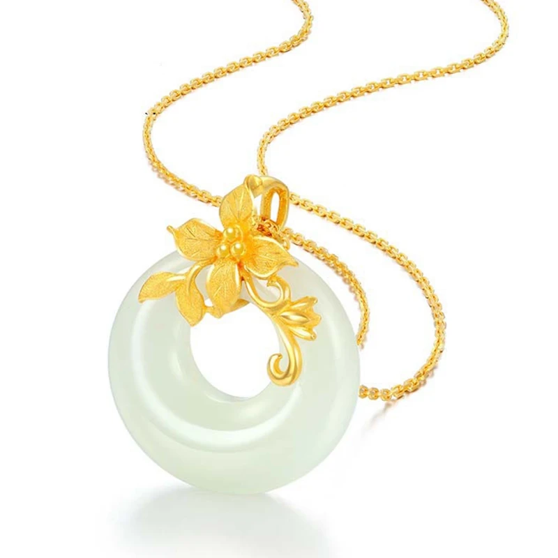 

Ожерелье с подвеской в виде халцедона, очаровательные ювелирные изделия, хотанский нефритовый Агат, натуральный резной амулет, подарки для ...