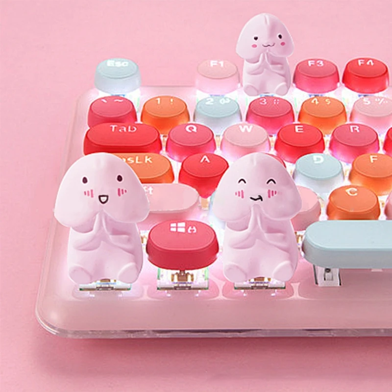 

Only Keycap,Cartoon DIY PVC Backlit Translucent Pink Single Stereo Keycaps for Mechanical Keyboard OEM Profile