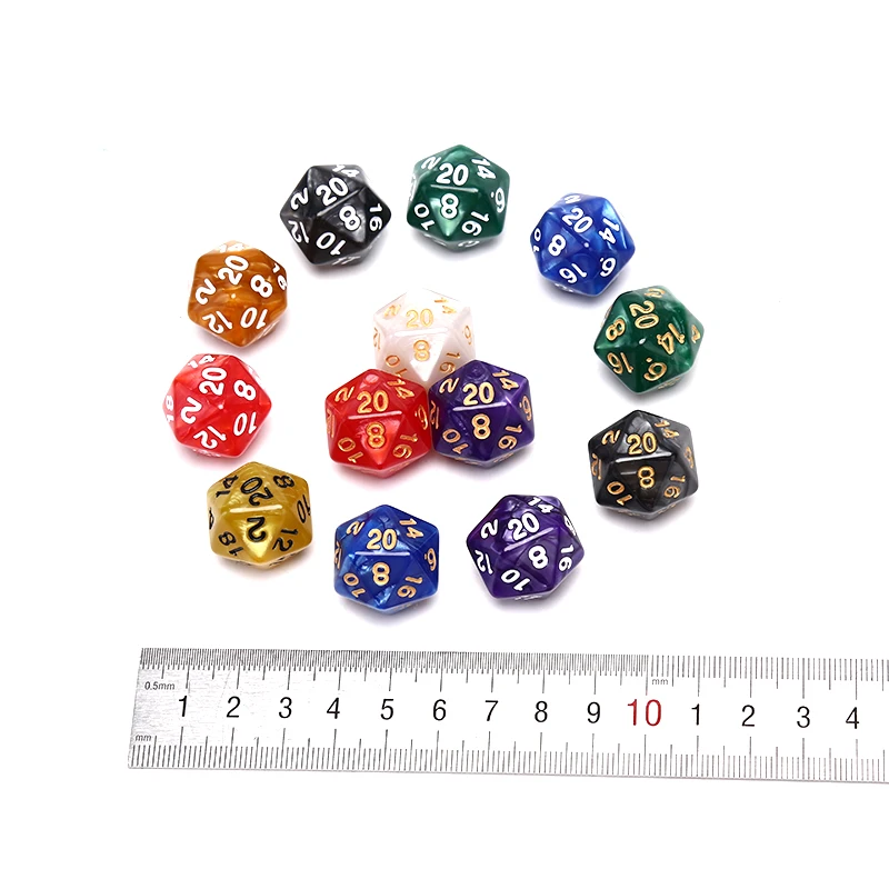 1 шт. прочные перламутровые D20 акриловые игральные кости с 20 сторон для настольной
