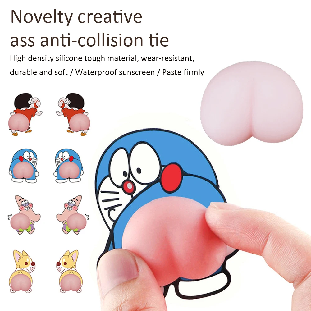 

2Pcs Car Anti-Collision Stickers 3D Cartoon Silicone Car Door Bumper Anti-Scratch Protector Fridge Sticker Car Home Decoration