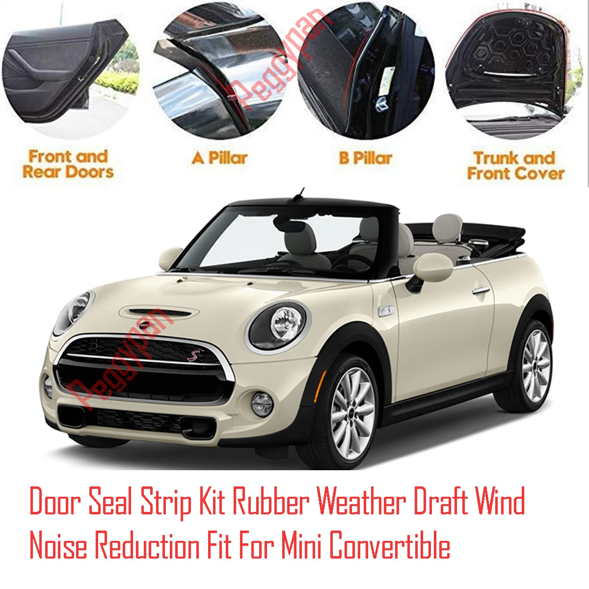 Door Seal Strip Kit Self Adhesive Window Engine Cover Soundproof Rubber Weather Draft Wind Noise Reduction For Mini Convertible