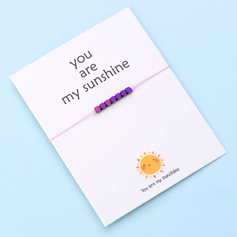 color 12 IYOE Wish Card You Are My Sunshine крошечные бусины браслеты с подвесками для женщин и мужчин геометрические бусины ручной работы красный браслет с нитью подарок - Окраска металла: color 12