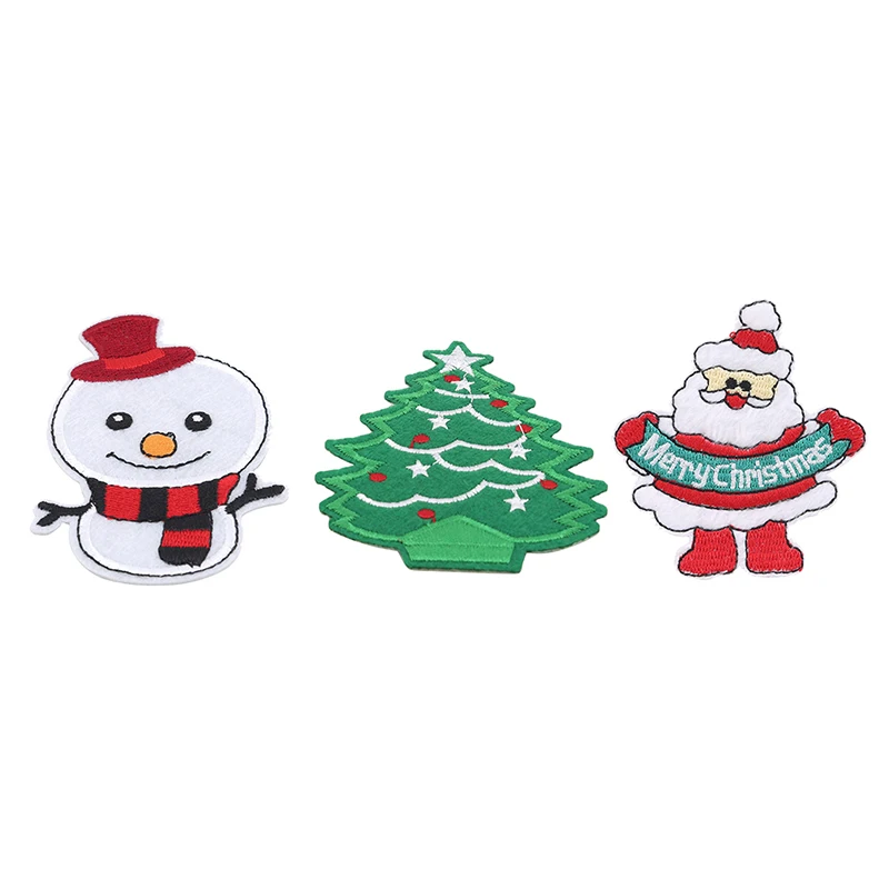 Мультяшные нашивки для одежды наклейки в виде Санты ткань на Аппликации значки с