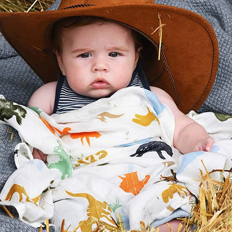 100% бамбуковое волокно муслин мир динозавров Одеяло с цветочным принтом детское