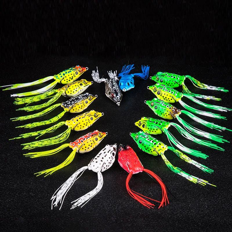 

1Pc 4cm 5cm 5g 6g 8g 13g 15g Frog Lure Soft Bait Plastic Fishing Lure with Fishing Hooks Topwater Ray Frog Artificial 3D Eyes