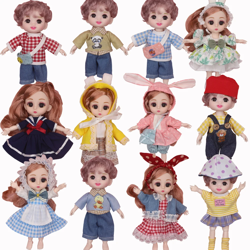 Cute Plush Clothes For dolls 16cm bjd 1/8 Mini Doll House Accessories Scarf 15 cm Diy Dressing Dress School Uniform T-shirt Robe