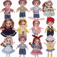 cute plush clothes for dolls 16cm bjd 18 mini doll house accessories scarf 15 cm diy dressing dress school uniform t shirt robe