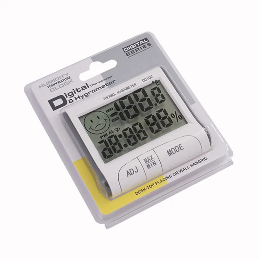 

Mini LCD Digital Indoor Thermometer Hygrometer Temperature Humidity Meter Clock Desk DC102 With Magnetic Stand