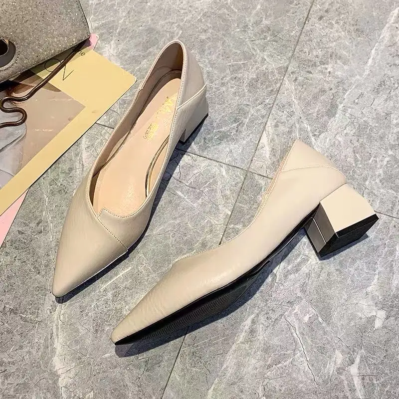 Женская обувь Новинка Сезон весна Женские тонкие туфли с закрытым острым носком