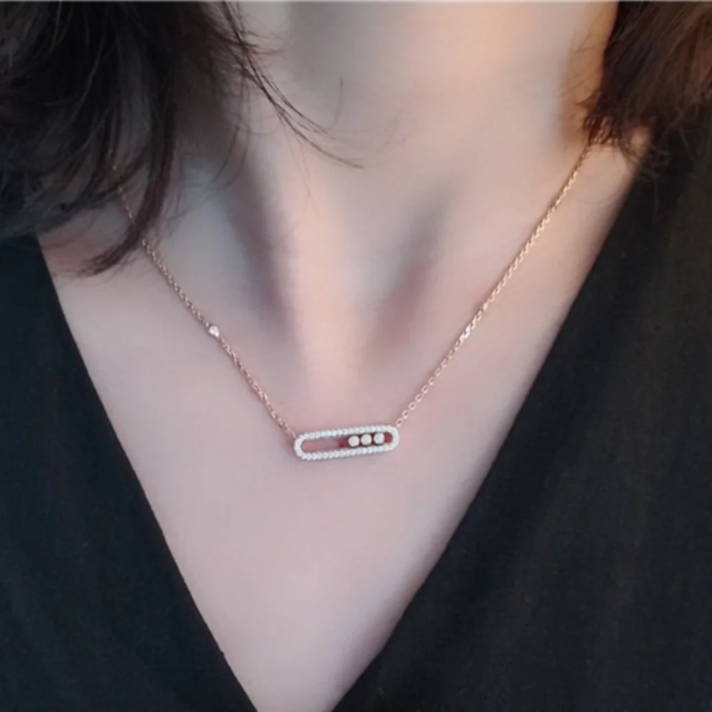 

AMC Crystal AAA Cubic Zircon Arab Style Bead Pendant Necklace For Women Dainty Wedding Jewelry Rotating Clavicle Chain Jewelry