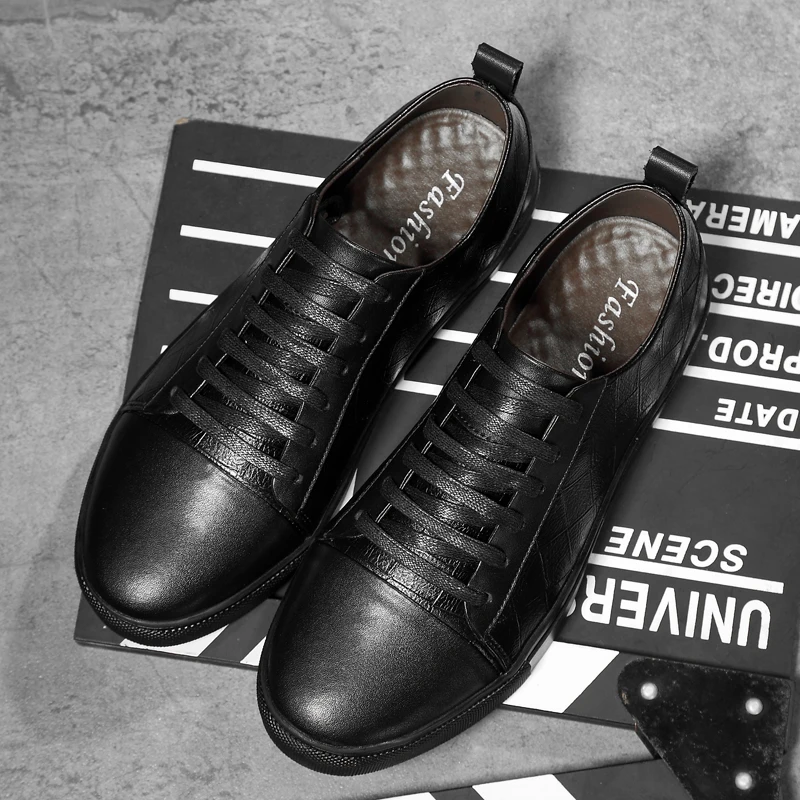 Мужская винтажная обувь из натуральной кожи модная дышащая на плоской подошве со