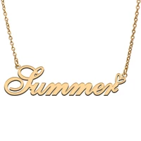 love heart summer name necklace for women stainless steel gold silver nameplate pendant femme mother child girls gift