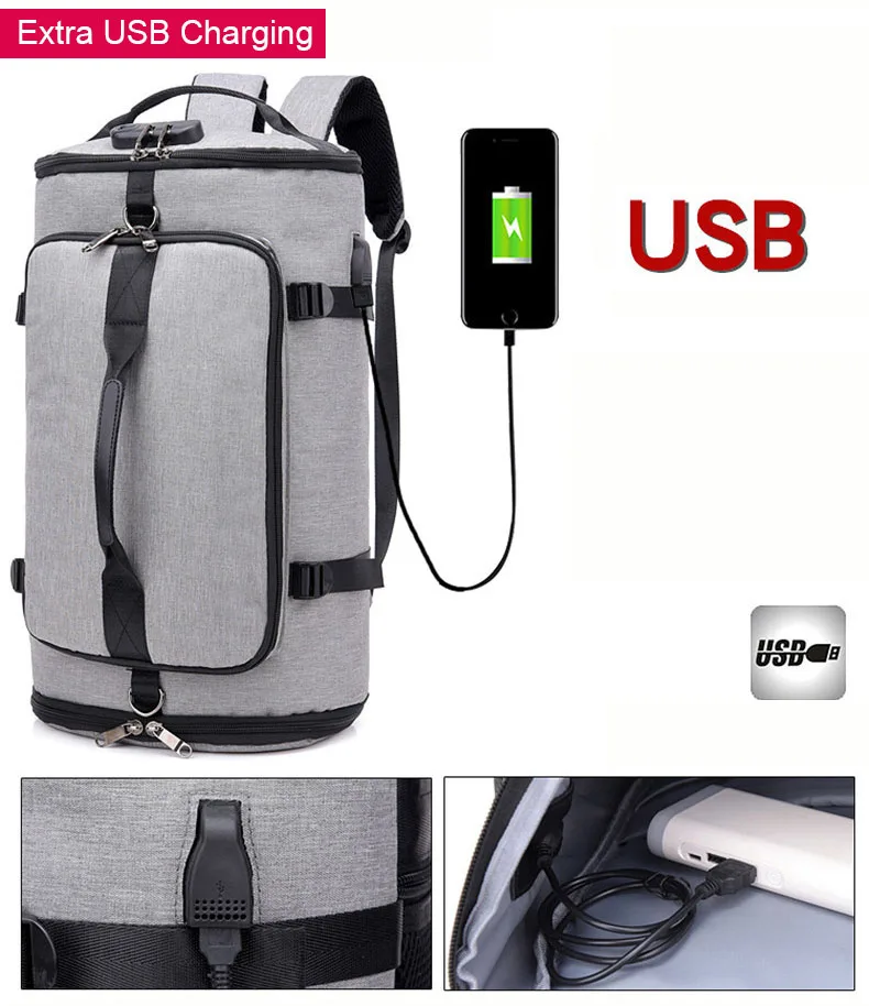 AoLuHeng USB Противоугонный рюкзак для спортзала, сумки для фитнеса, сумка для спортзала, сумка для мужчин, тренировочная спортивная сумка, дорожная сумка, спортивная уличная сумка для ноутбука