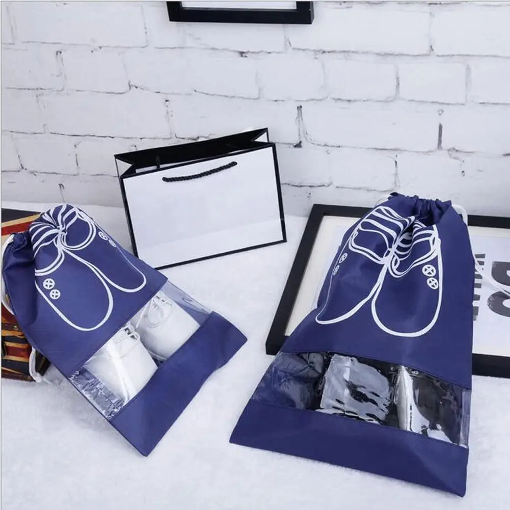 

1pc Portable Shoe Storage Organizer Travel Storage Bag Transparent Cosmetic Bag Underwear Storage Pouch Drawstring Eco Bags