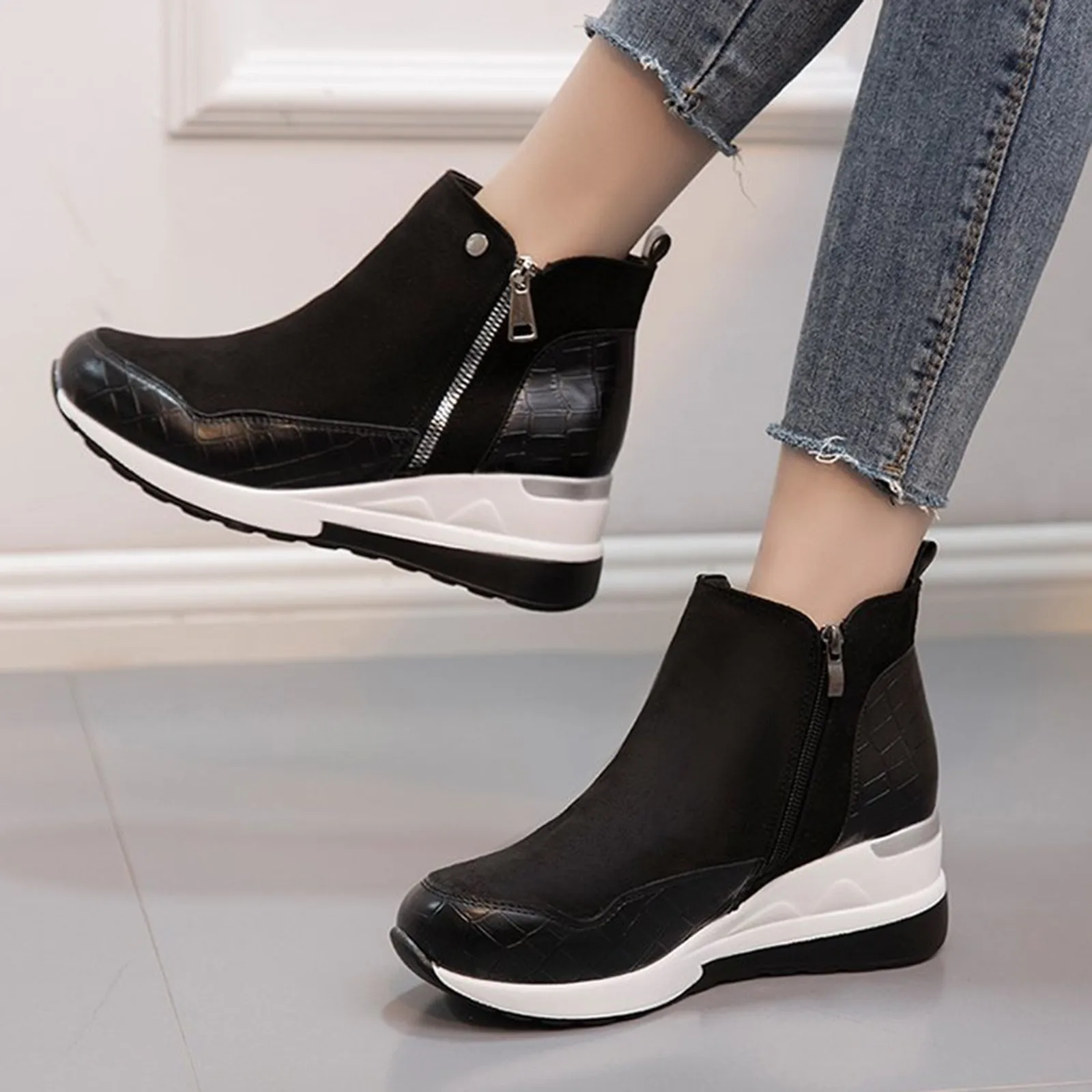 

Women's casual and comfortable platform boots wedge heel round toe fashion all-match new hot-selling women's outdoor sports shoe
