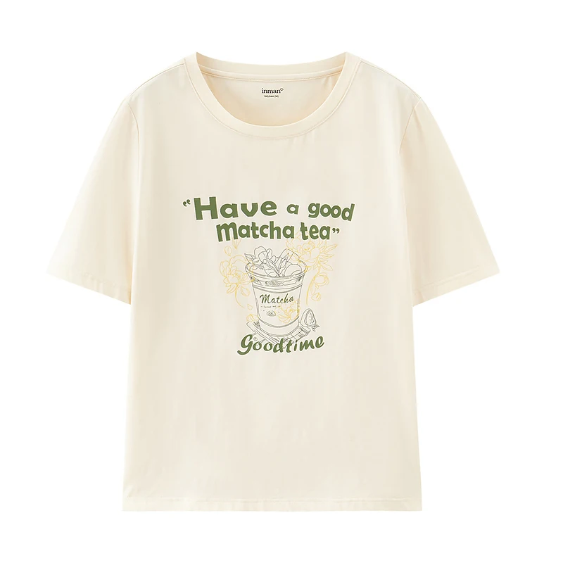 

INMAN LIWO Summer Women's Top Retro Literary Style Loose Fashion Trend Letter Printing Short Sleeve Female T-Shirt