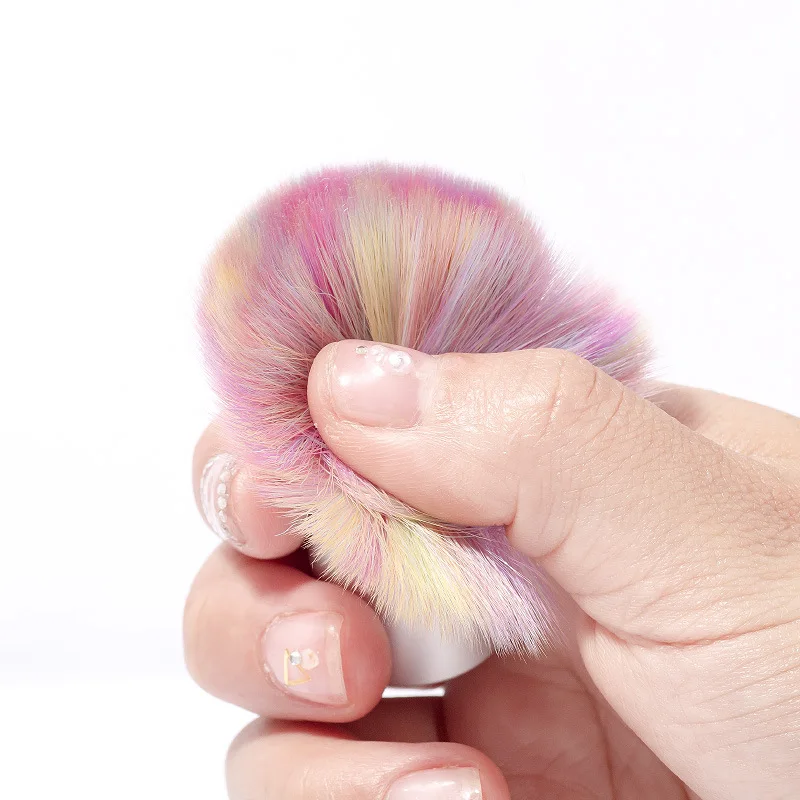 1 шт. радужные цвета для чистки ногтей кисточки маникюра мягкая меховая щетка