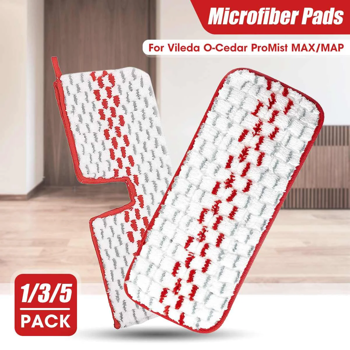 5pcs Floor Mop Reusable Microfiber Pads Wet Dry Cleaning Tools Replacement Paste Cloth Cover for Vileda O-Cedar ProMist MAX/MAP