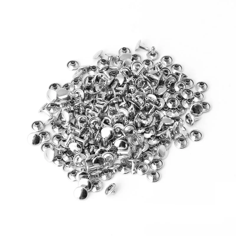 

100x Double Cap Tubular Metal Leather Craft Repairs Studs Punk Spike Decor