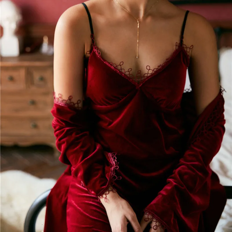 Ночная одежда пижама Женский плюш камзол женский халат костюм-двойка длинный