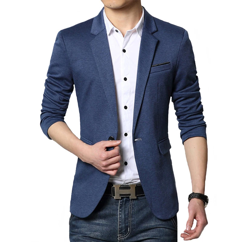 

BROWON Autumn Brand Men Blazers Slim Fit Casual Suit Jacket Sold Color One Button Korean Style Business Wedding Party Blazer