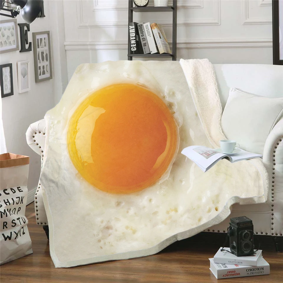 Одеяло из шерпы с 3D рисунком еды и яиц покрывало для кушетки постельное белье