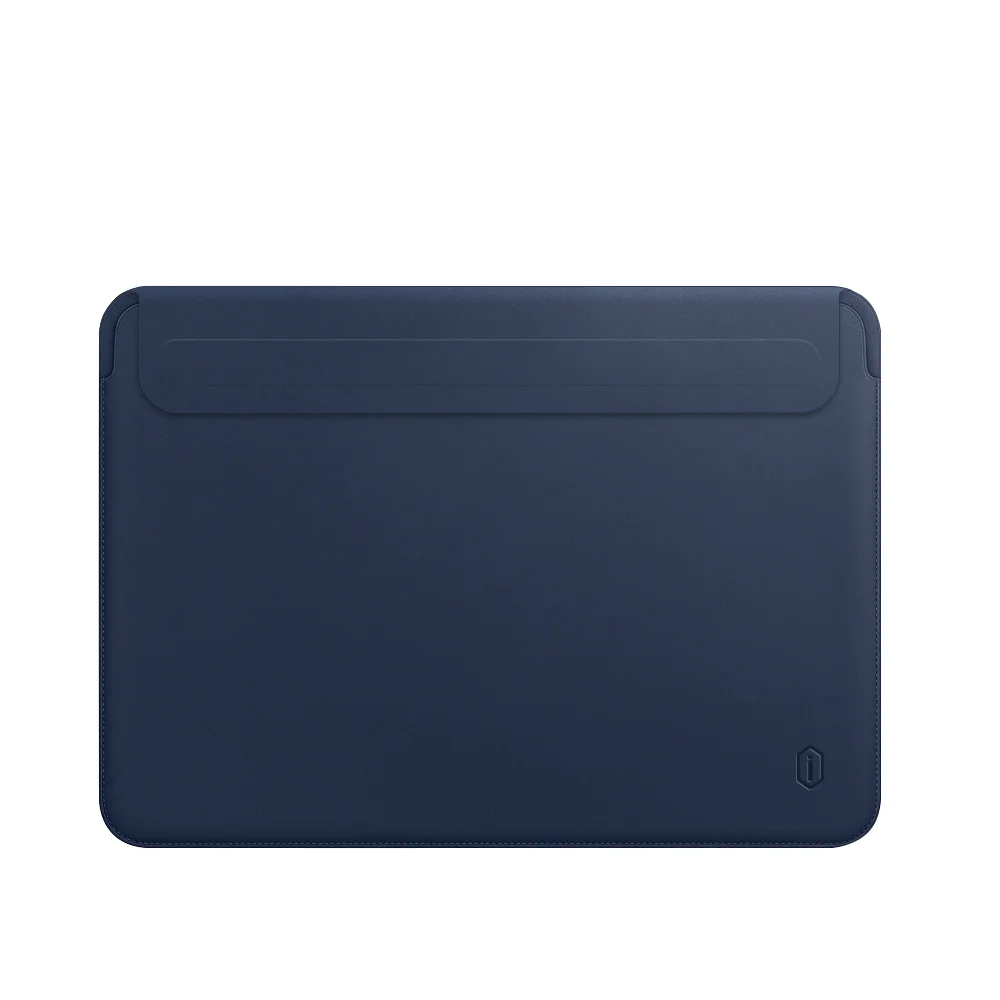 Navy blue Сумка для ноутбука для нового MacBook 12 13 15 Air Touch ID/Pro Touch Bar, Ультратонкий чехол для ноутбука из искусственной кожи - Цвет: Navy blue