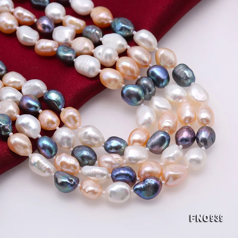 

JYX Long Charming Multicolor Baroque Necklace Long 7-8mm natural pearls 47" elegant jewelry for women