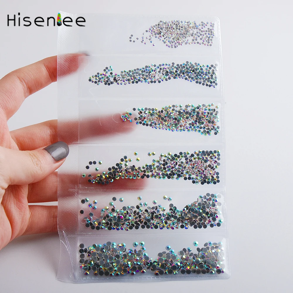 AAAA 6 размеров 1728 шт. стразы горячей фиксации смешанные стеклянные камни ab