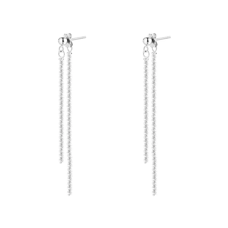 

925 Sterling Silver Tassel Long Charm Drop Earring For Women Girls Wedding Party Jewelry eh914