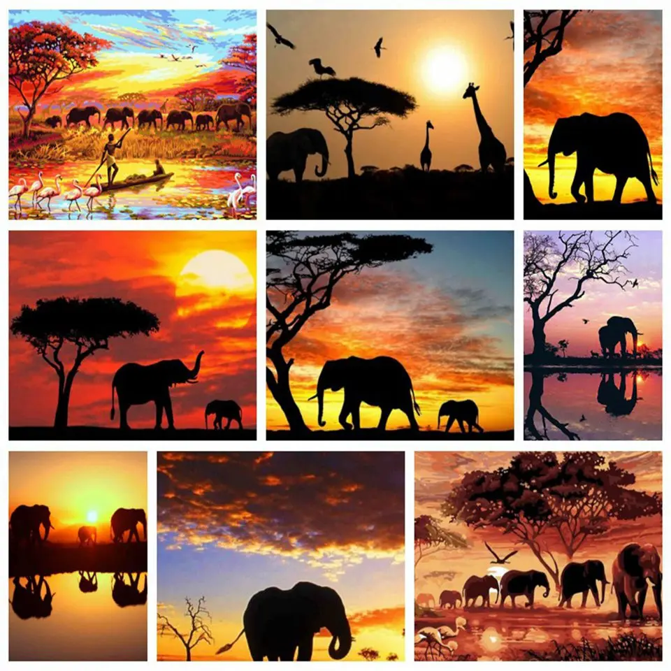 Алмазная живопись в виде слона картина с животными прямоугольная Вышивка