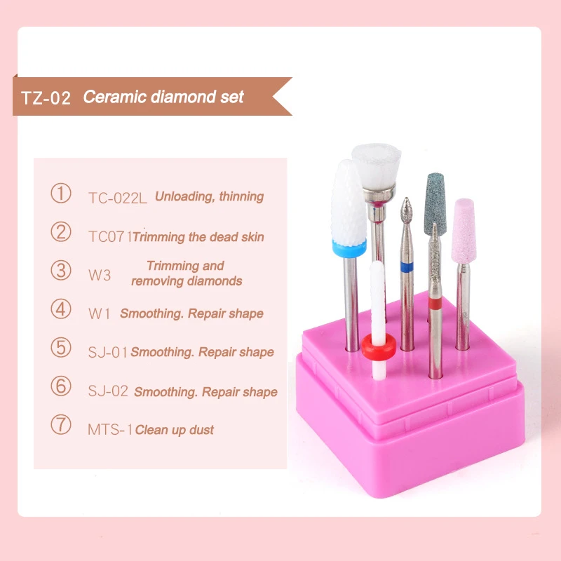 7 шт. профессиональная керамическая дрель набор сверл для маникюра из алмазного