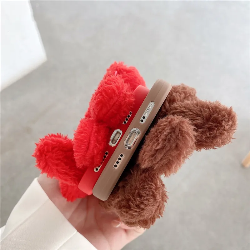 Мягкий плюшевый чехол для iPhone 12 13 mini 11 Pro Max X XR XS 6S 7 8 Plus SE 2020 | Мобильные телефоны и